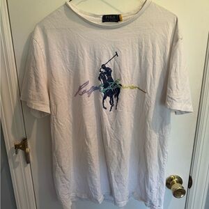 Ralph Lauren White Tee with Multicolor Logo